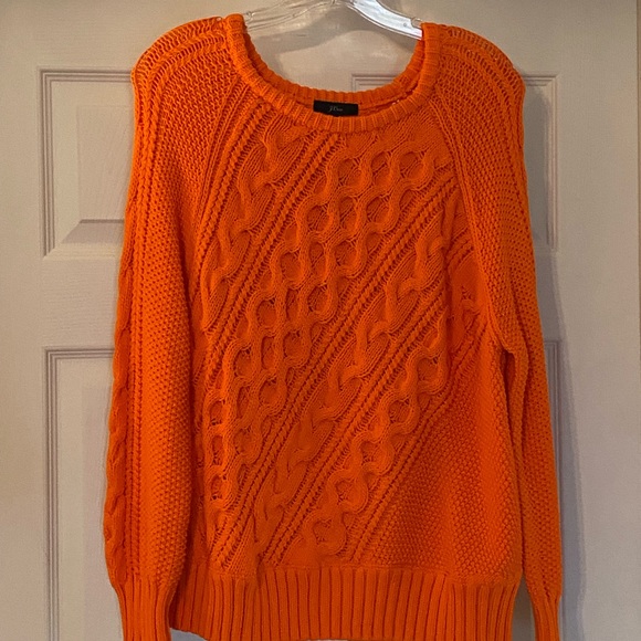 Sold! N/A JCrew Orange Diagonal Cable Knit Sweater - Picture 9 of 11